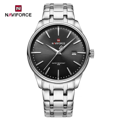 NAVIFORCE 9230 Fashion Lover's Wristwatch Waterproof Quartz Calendar Watches Stainless Steel Band Clock - Silver Black